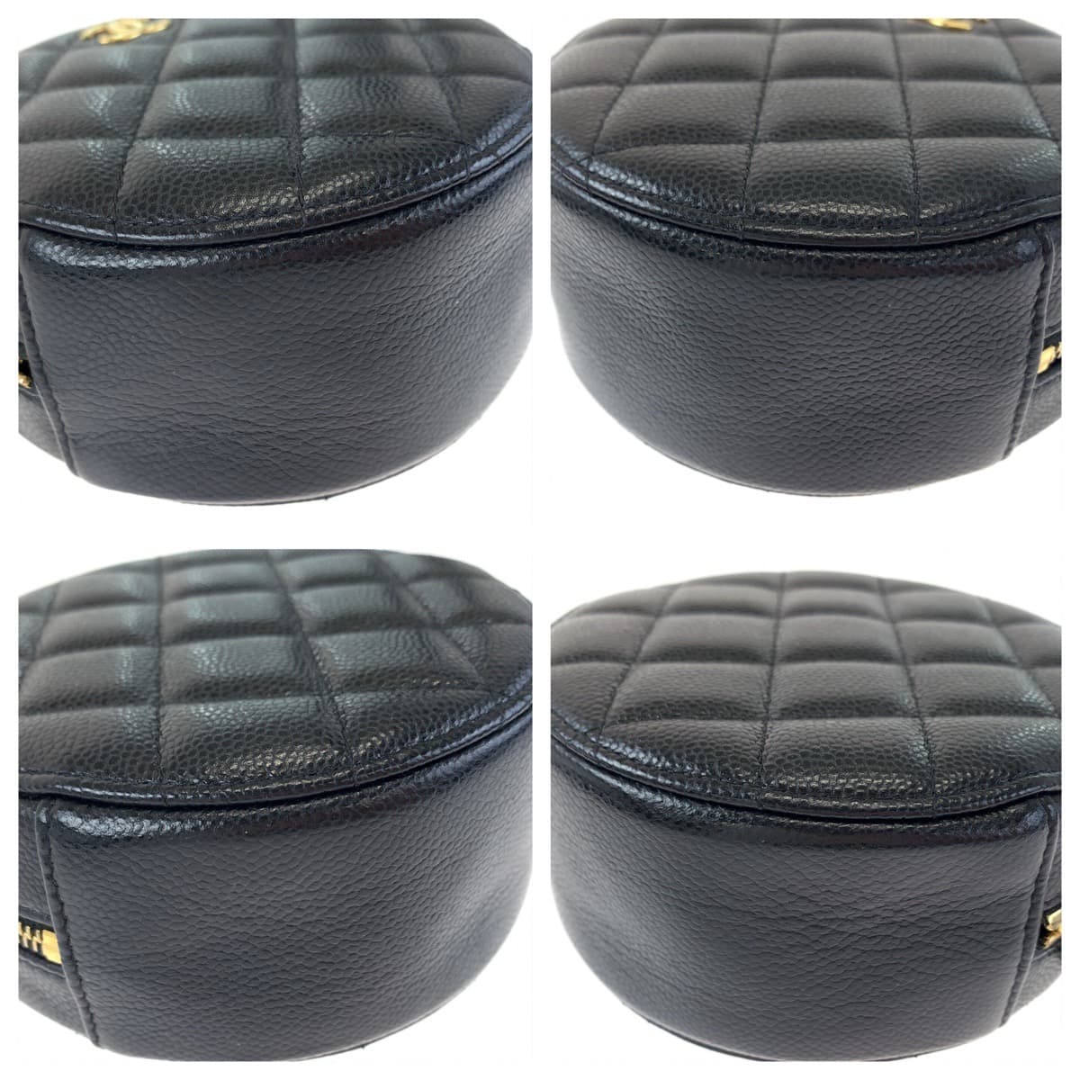 CHANEL シャネル マトラッセ ココマーク ラウンド 丸型 ブラック 黒 ゴールド金具 キャビアスキン 斜め掛け ショルダーバッグ ポーチ  レディース