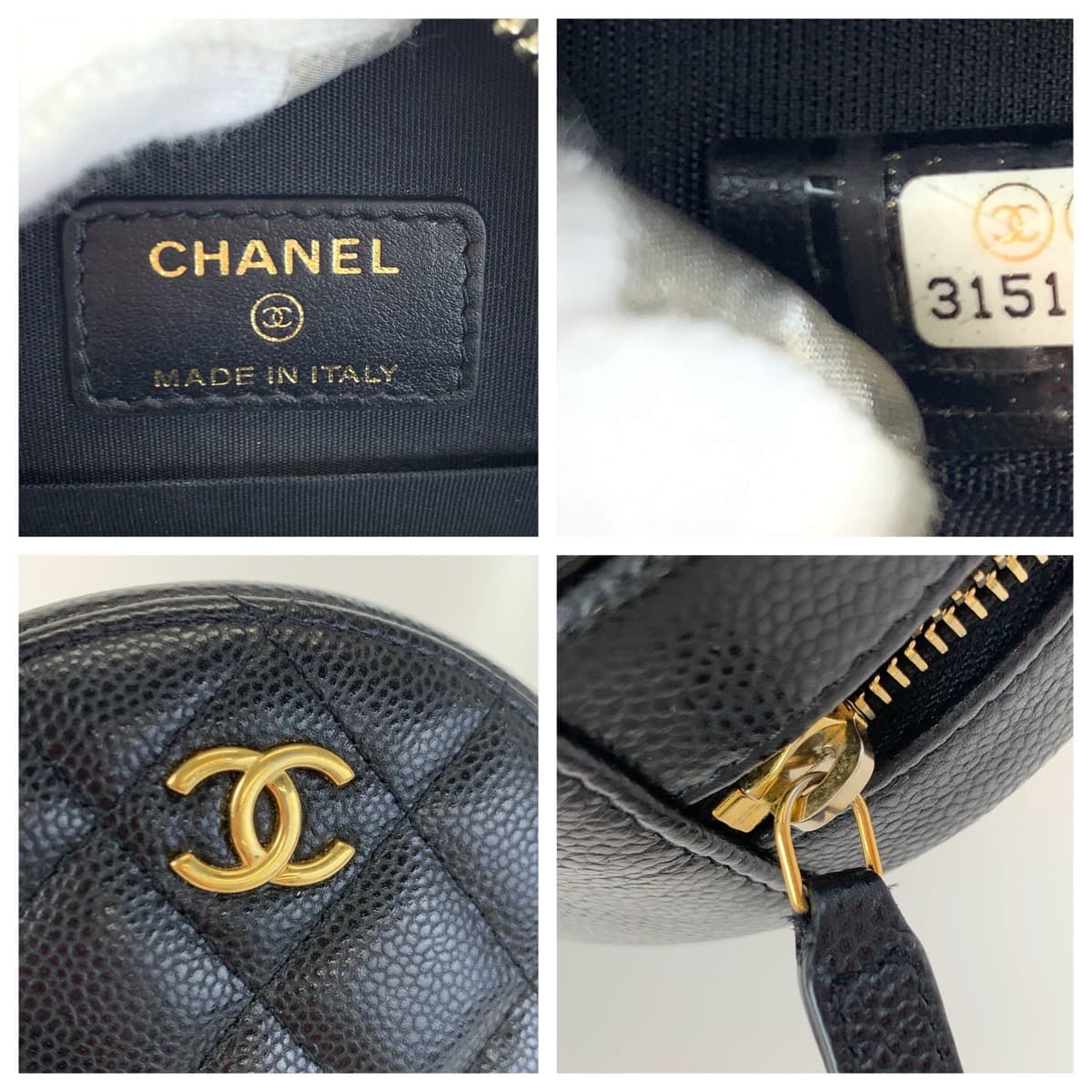 CHANEL シャネル マトラッセ ココマーク ラウンド 丸型 ブラック 黒 ゴールド金具 キャビアスキン 斜め掛け ショルダーバッグ ポーチ  レディース