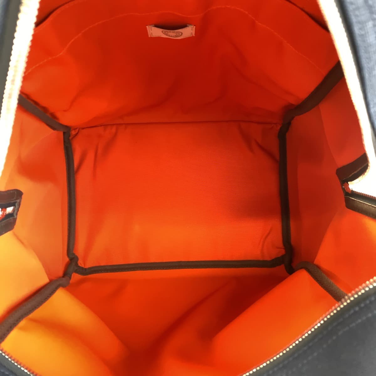 HERMES エルメス グルーム バックパック ネイビー フーオレンジ シルバー金具 トワルシェブロン リュック バックパック  メンズ
