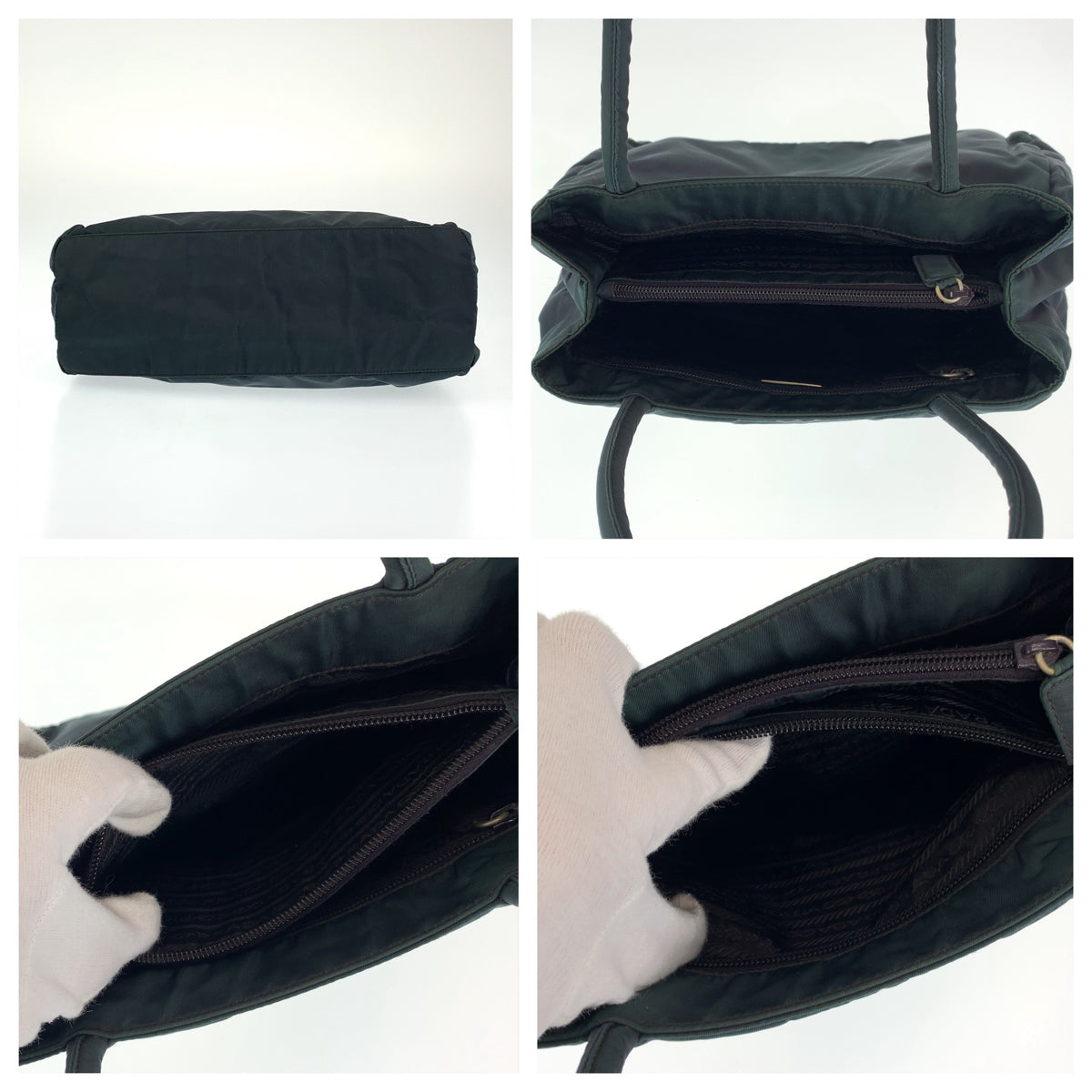 PRADA Prada Tessuto Khaki Green Nylon Tote Bag Handbag Women's