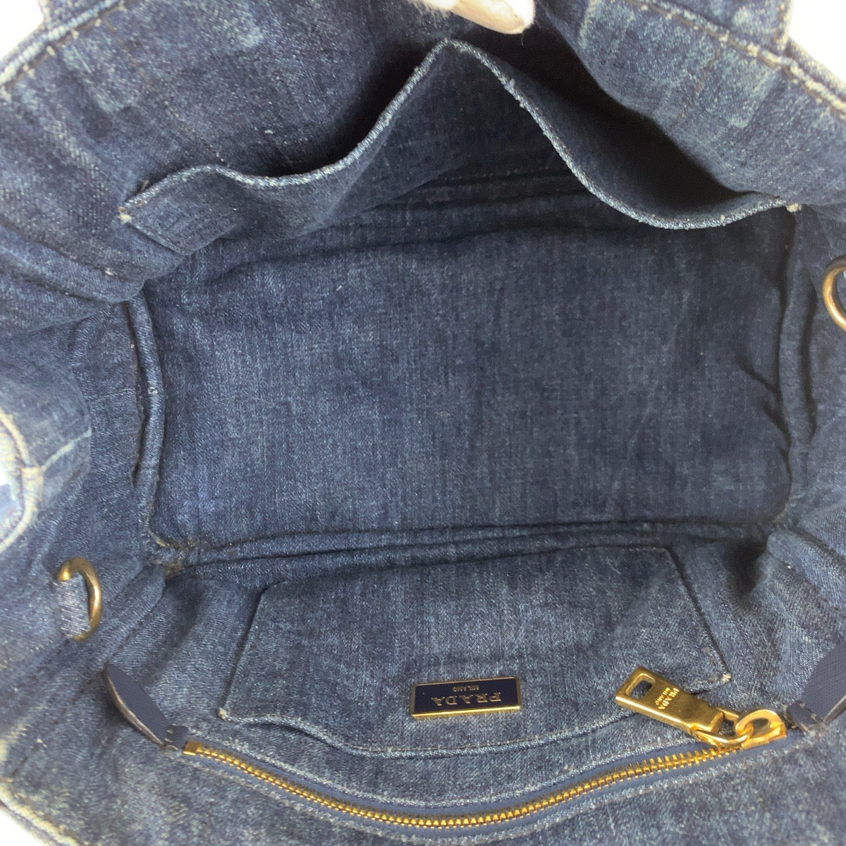 PRADA Prada Canapa Blue Denim Shoulder Bag Handbag 2way Women's