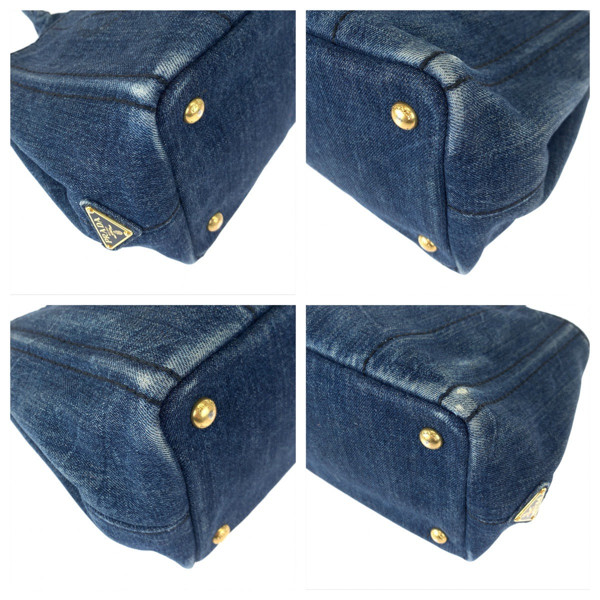 PRADA Prada Canapa Blue Denim Shoulder Bag Handbag 2way Women's