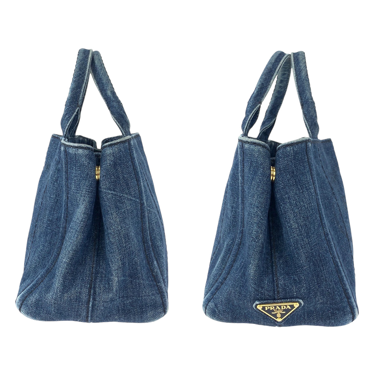 PRADA Prada Canapa Blue Denim Shoulder Bag Handbag 2way Women's