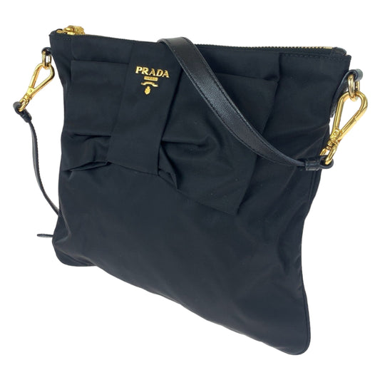 PRADA Prada Tessuto Ribbon Black Nylon Shoulder Bag Crossbody Women's