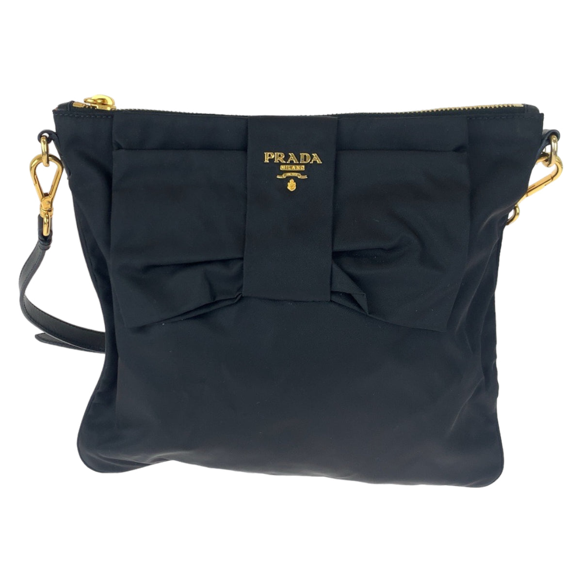 PRADA Prada Tessuto Ribbon Black Nylon Shoulder Bag Crossbody Women's