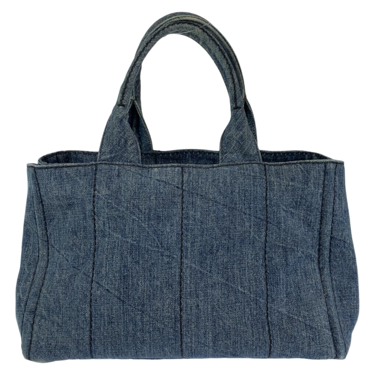 PRADA Prada Canapa Blue Gold Hardware Denim Tote Bag Handbag Women's