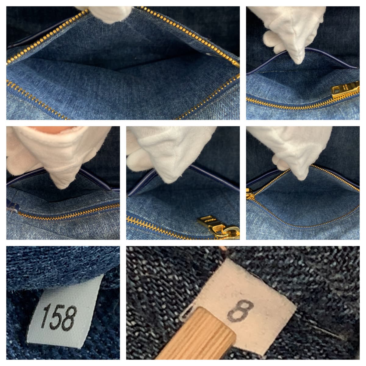 PRADA Prada Canapa Blue Gold Hardware Denim Tote Bag Handbag Women's