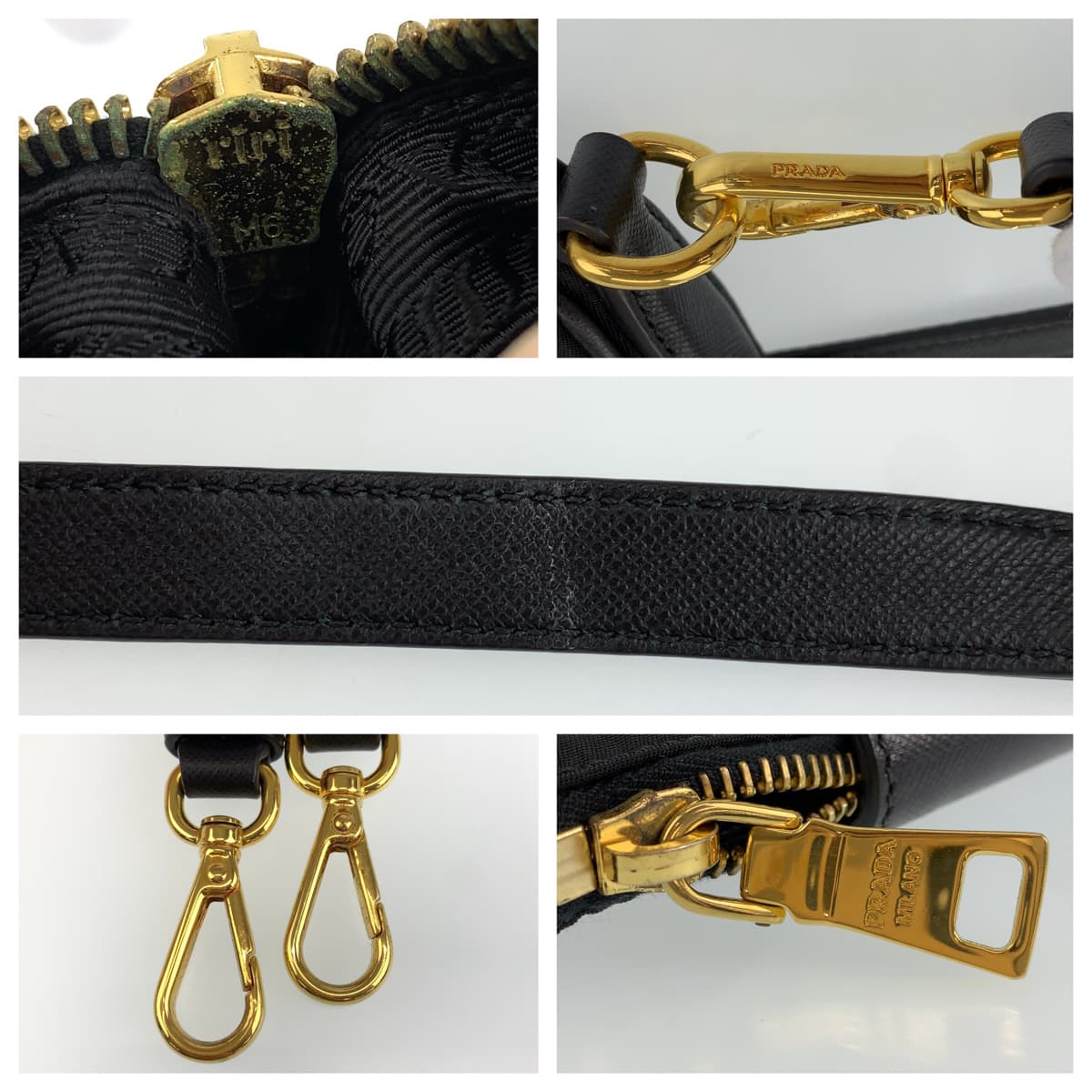 PRADA Prada Tessuto Black Gold Hardware Nylon/Leather Shoulder Bag Crossbody Bag for Women