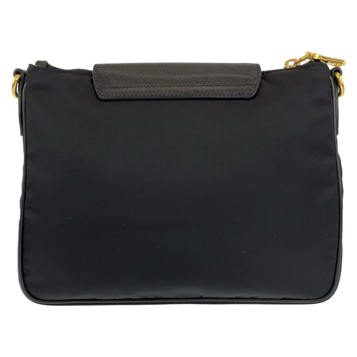 PRADA Prada Tessuto Black Gold Hardware Nylon/Leather Shoulder Bag Crossbody Bag for Women