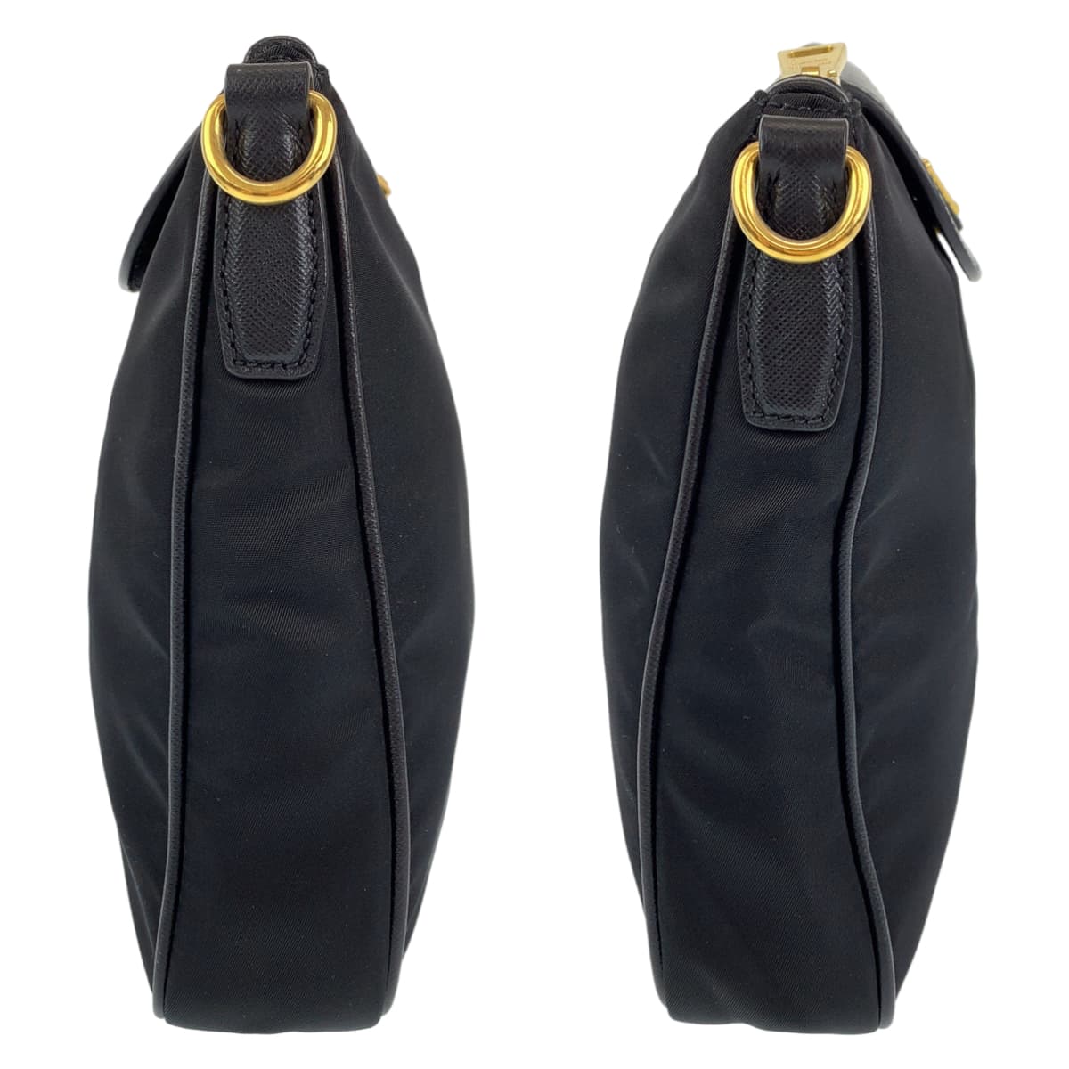 PRADA Prada Tessuto Black Gold Hardware Nylon/Leather Shoulder Bag Crossbody Bag for Women