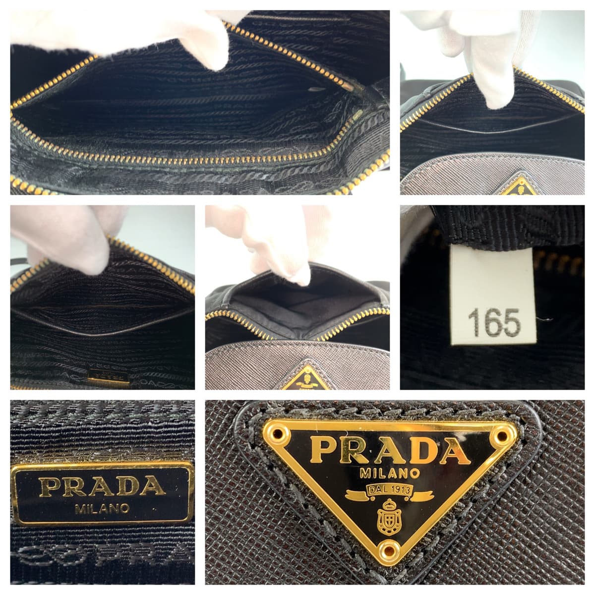 PRADA Prada Tessuto Black Gold Hardware Nylon/Leather Shoulder Bag Crossbody Bag for Women