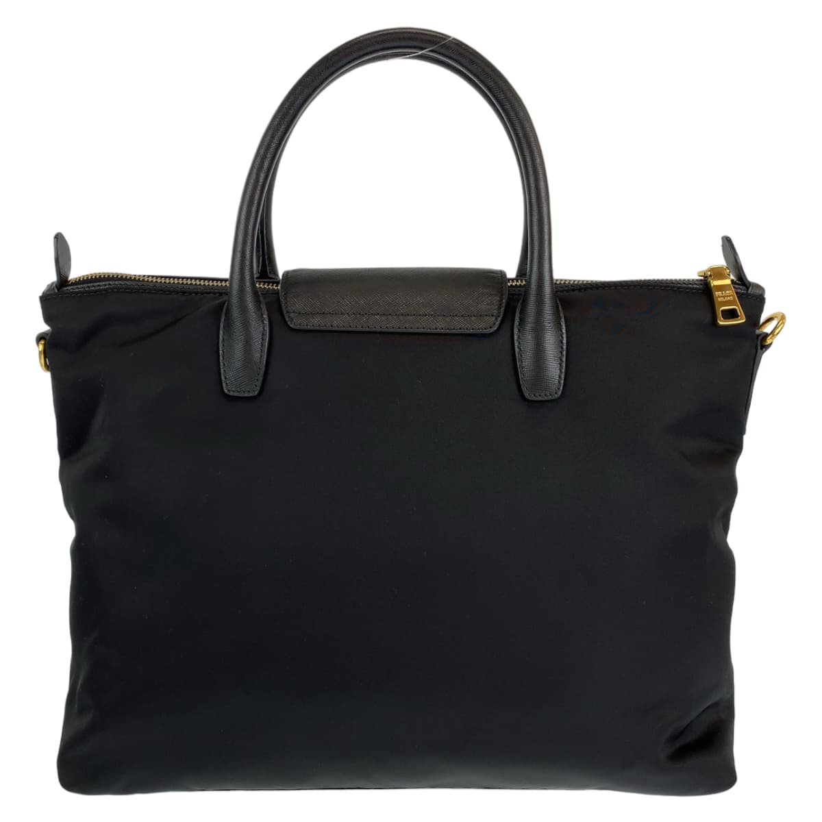 PRADA Prada Saffiano Tessuto Black Gold Hardware Nylon/Leather Handbag Shoulder Bag 2WAY Women's