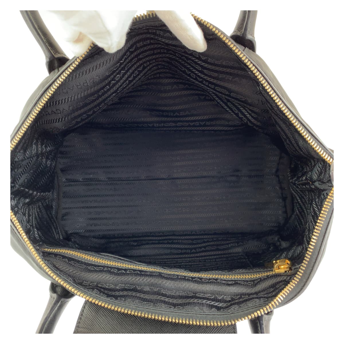 PRADA Prada Saffiano Tessuto Black Gold Hardware Nylon/Leather Handbag Shoulder Bag 2WAY Women's