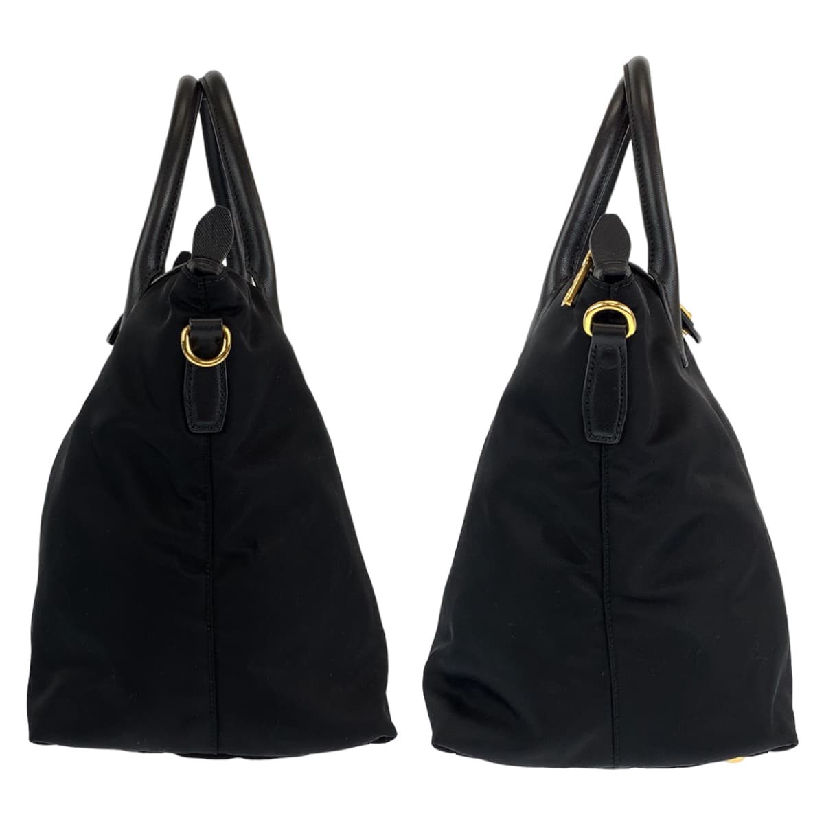 PRADA Prada Saffiano Tessuto Black Gold Hardware Nylon/Leather Handbag Shoulder Bag 2WAY Women's