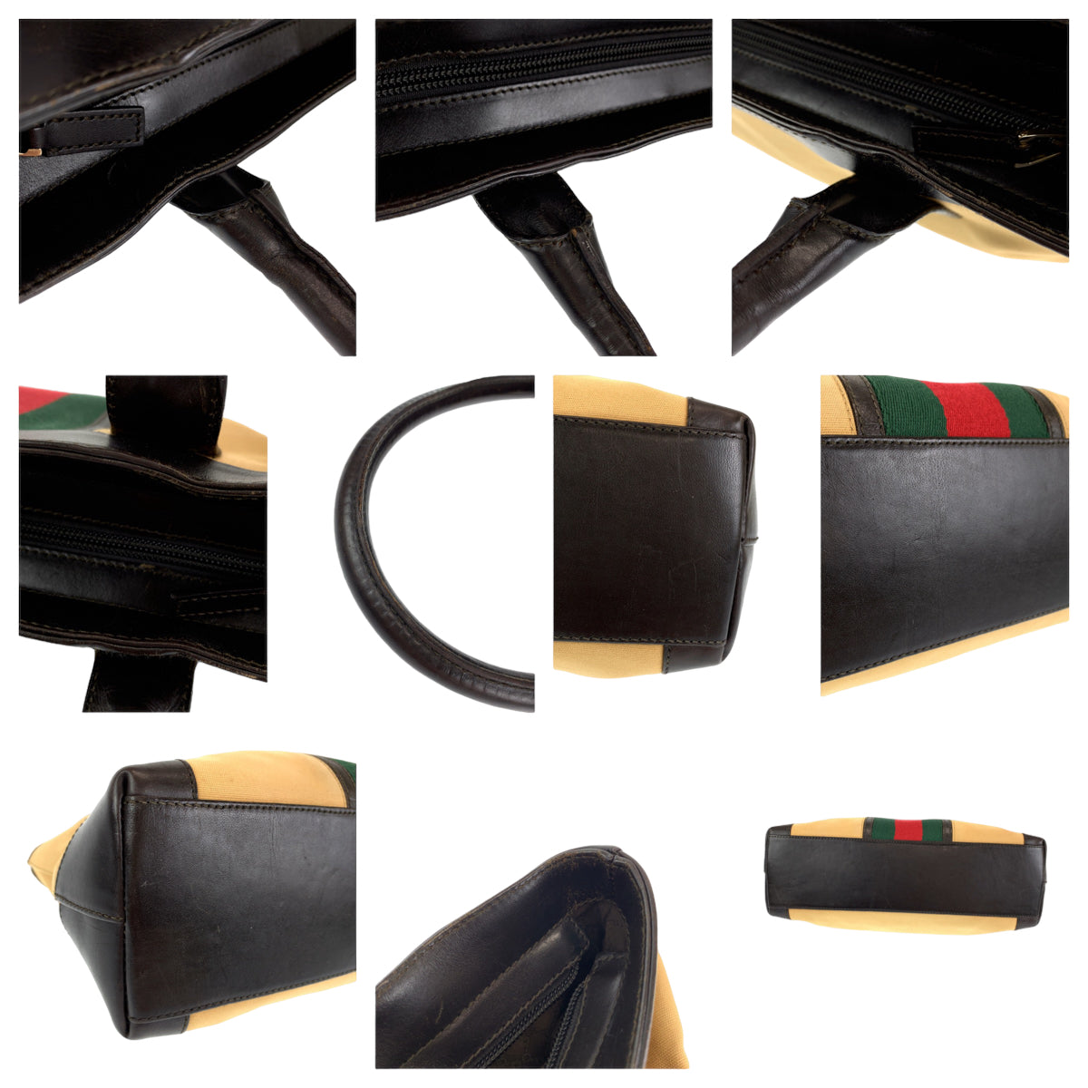 GUCCI グッチ シェリーライン ブラウン 茶 キャンバス / レザー 002 1119 ショルダーバッグ トートバッグ  レディース