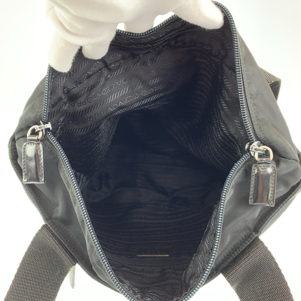 PRADA Prada Tessuto Black Silver Hardware Nylon Shoulder Bag Tote Bag Women's