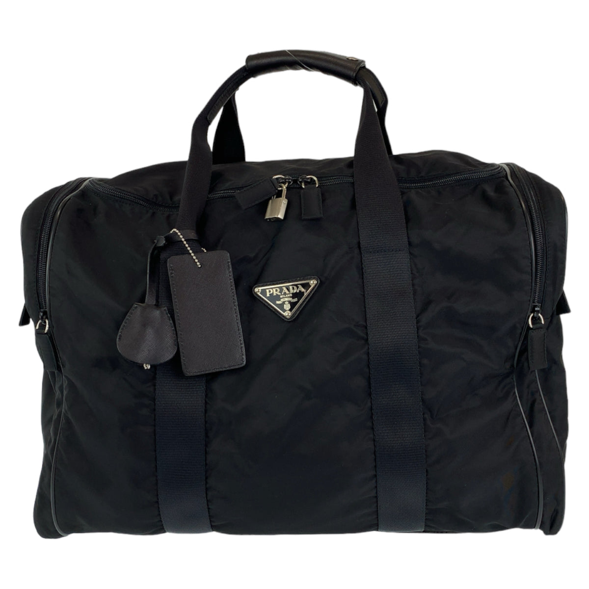 PRADA Tessuto Black Silver Hardware Nylon V172 Boston Bag Travel Bag 2-way Shoulder Bag Men's