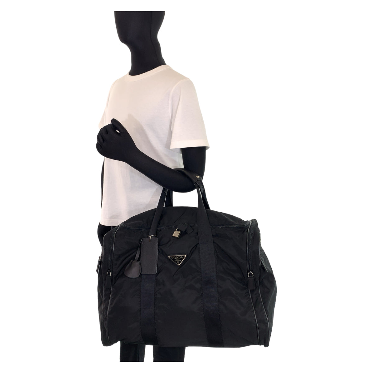 PRADA Tessuto Black Silver Hardware Nylon V172 Boston Bag Travel Bag 2-way Shoulder Bag Men's