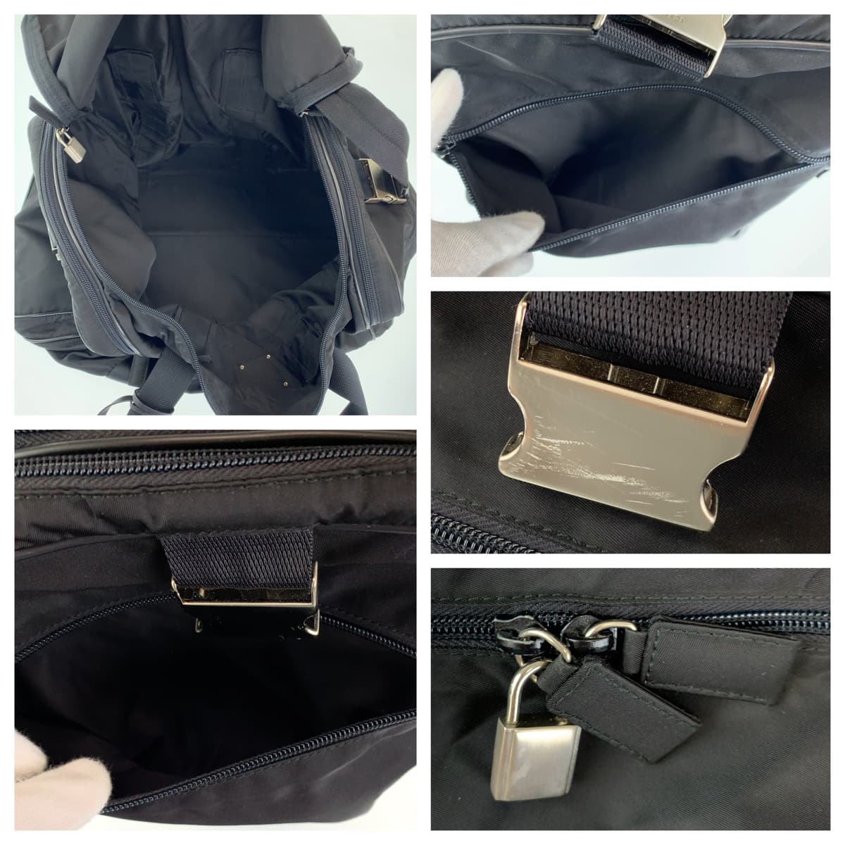 PRADA Tessuto Black Silver Hardware Nylon V172 Boston Bag Travel Bag 2-way Shoulder Bag Men's