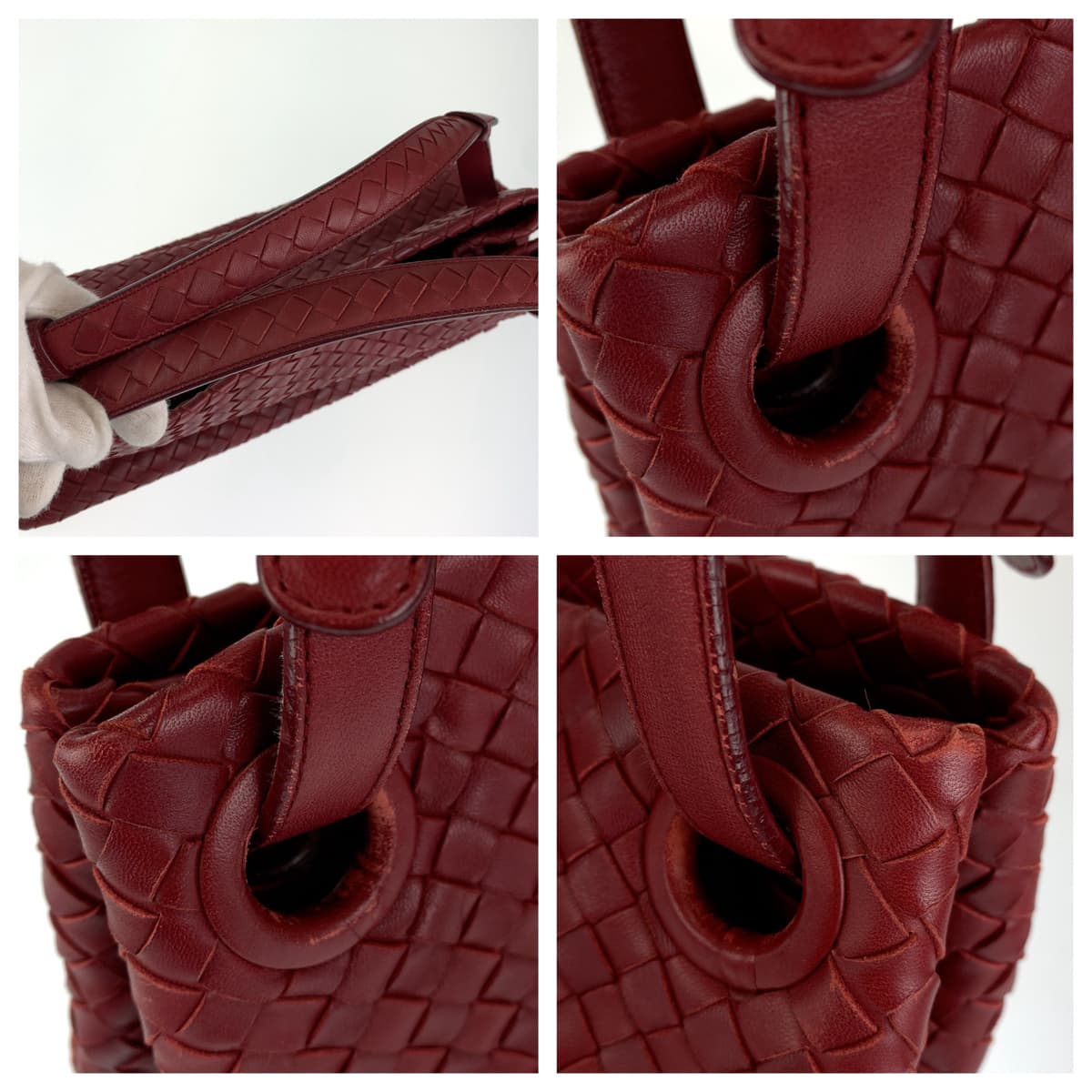 BOTTEGAVENETA ボッテガヴェネタ イントレチャート レッド 赤 レザー ハンドバッグ トートバッグ ショルダーバッグ  レディース
