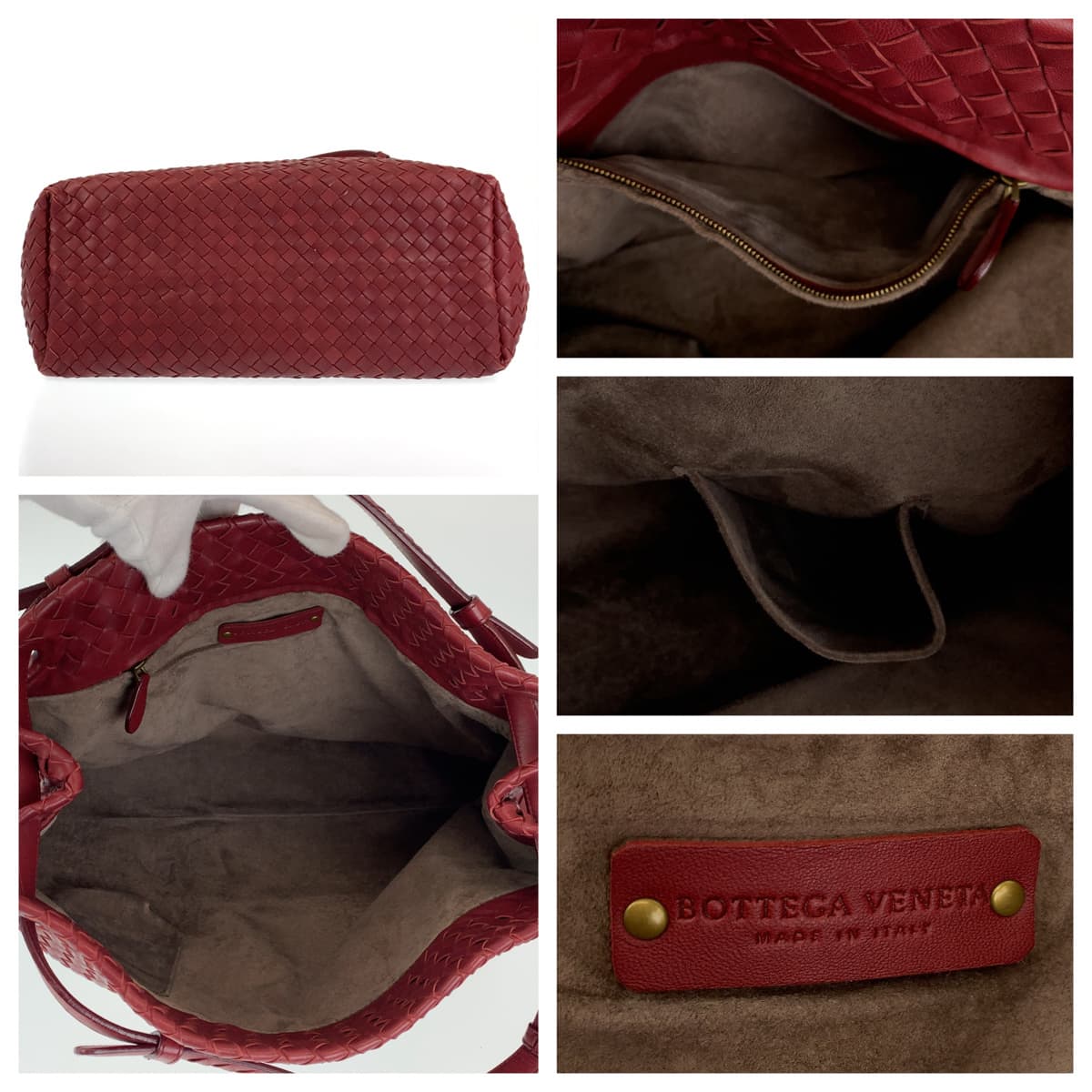 BOTTEGAVENETA ボッテガヴェネタ イントレチャート レッド 赤 レザー ハンドバッグ トートバッグ ショルダーバッグ  レディース