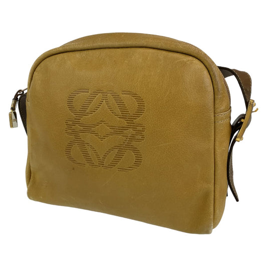 LOEWE ロエベ アナグラム ベージュ 茶 ゴールド金具 レザー ショルダーバッグ 肩掛けバッグ  レディース