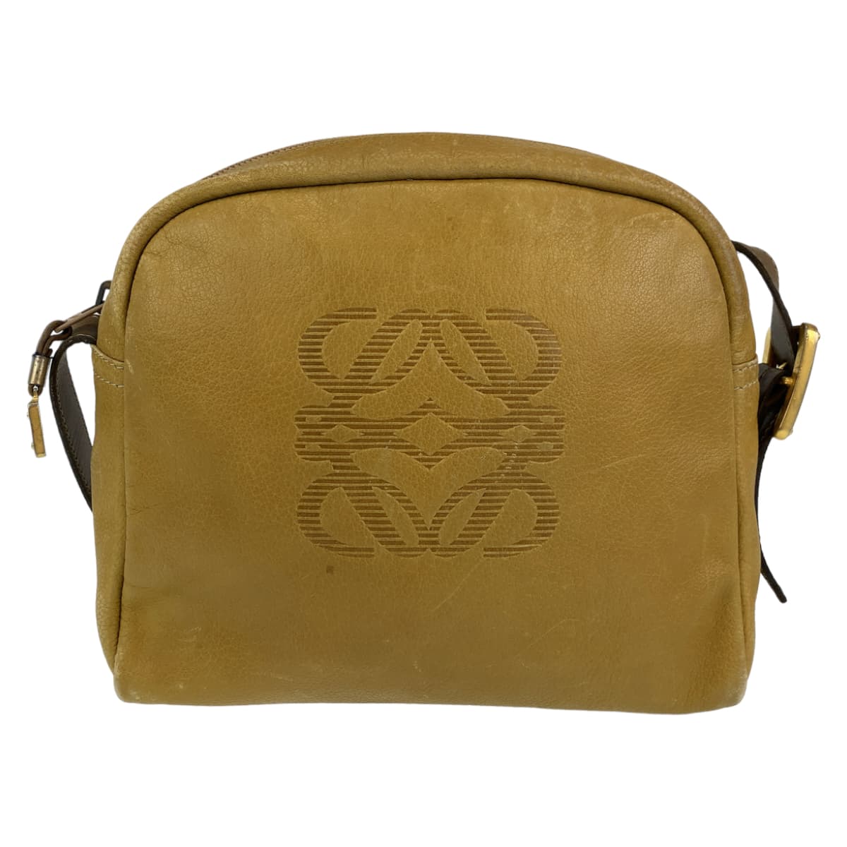 LOEWE ロエベ アナグラム ベージュ 茶 ゴールド金具 レザー ショルダーバッグ 肩掛けバッグ  レディース