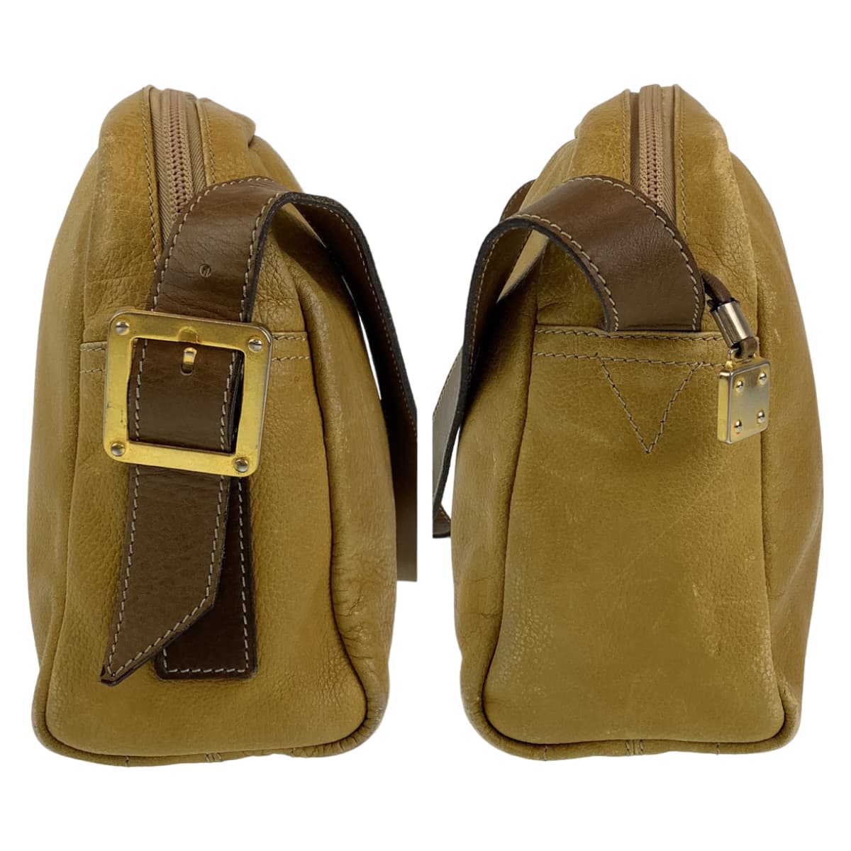 LOEWE ロエベ アナグラム ベージュ 茶 ゴールド金具 レザー ショルダーバッグ 肩掛けバッグ  レディース