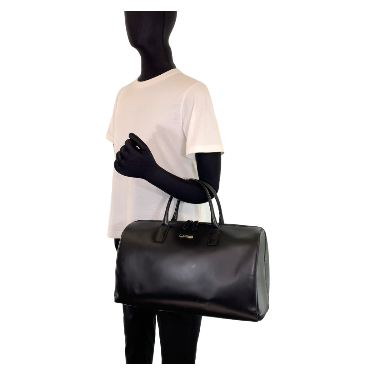 GUCCI グッチ ブラック 黒 シルバー金具 レザー 0122123 1060 6 ボストンバッグ 旅行バッグ  メンズ