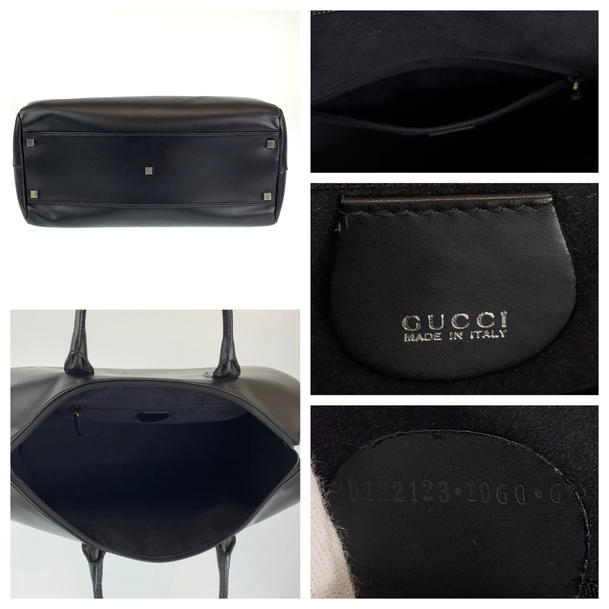 GUCCI グッチ ブラック 黒 シルバー金具 レザー 0122123 1060 6 ボストンバッグ 旅行バッグ  メンズ