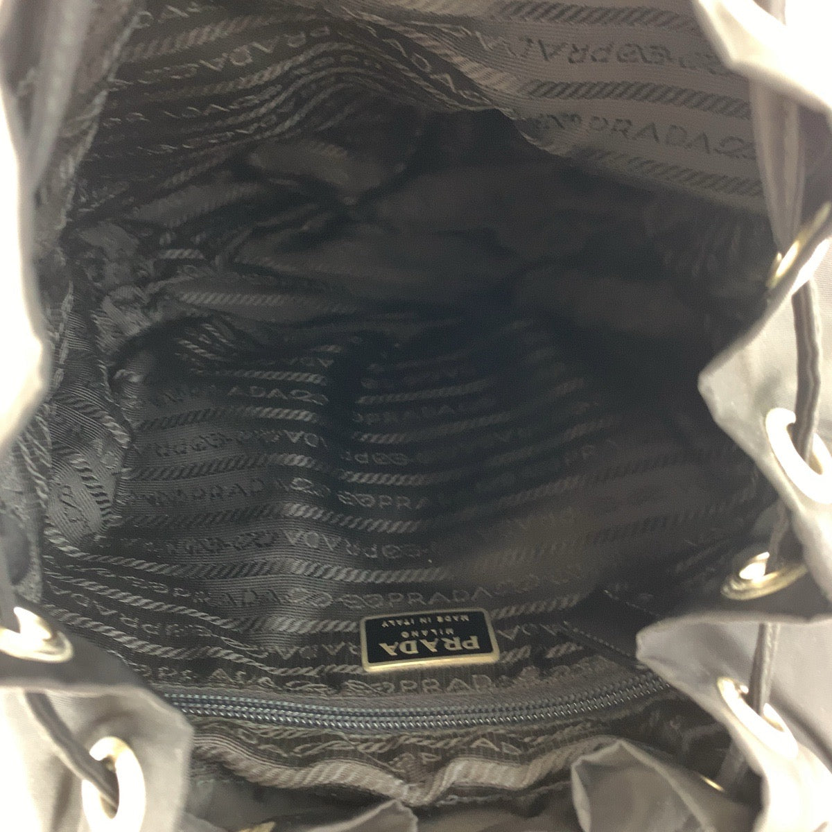 PRADA Prada Tessuto Black Silver Hardware Nylon Backpack Women's