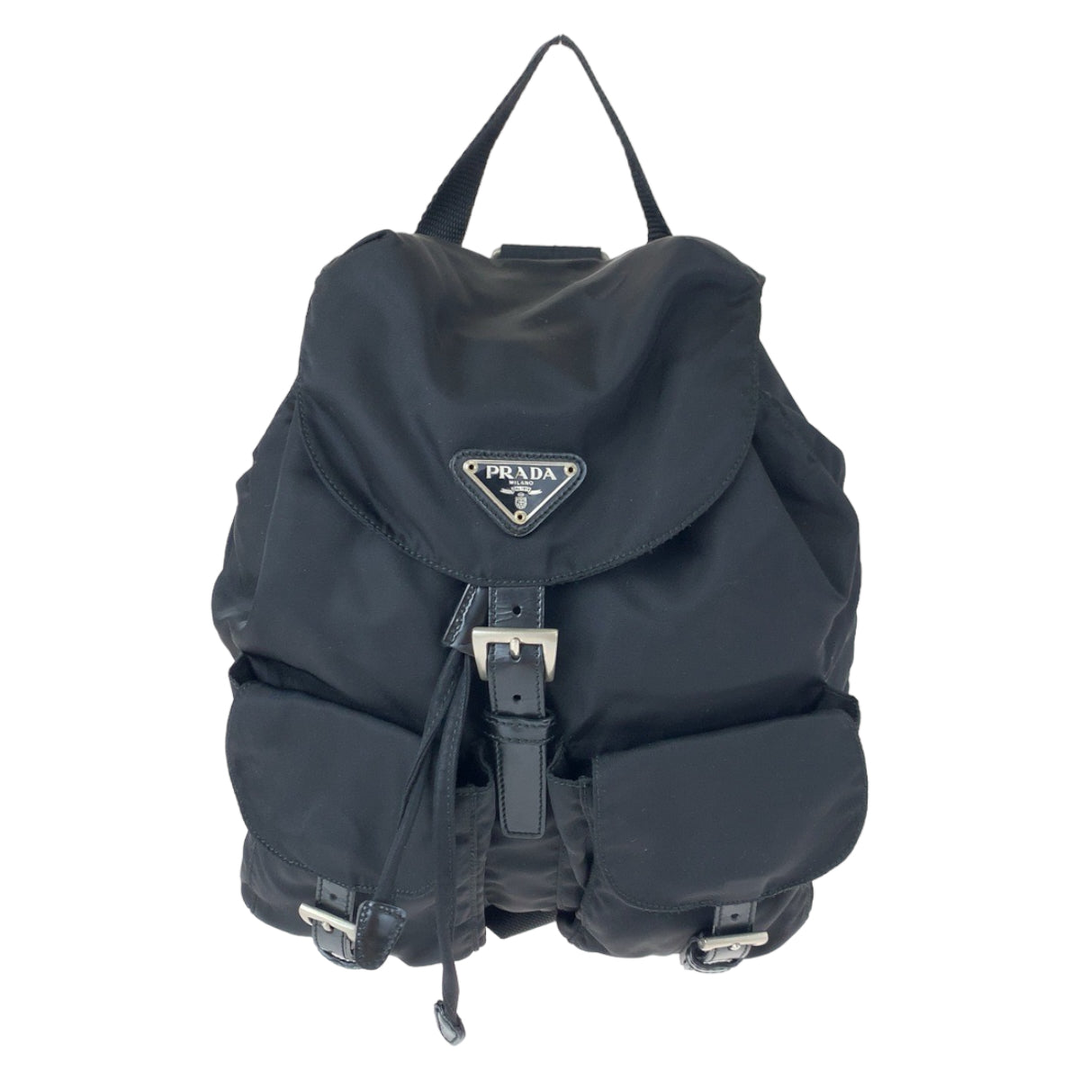 PRADA Prada Tessuto Black Silver Hardware Nylon Backpack Women's