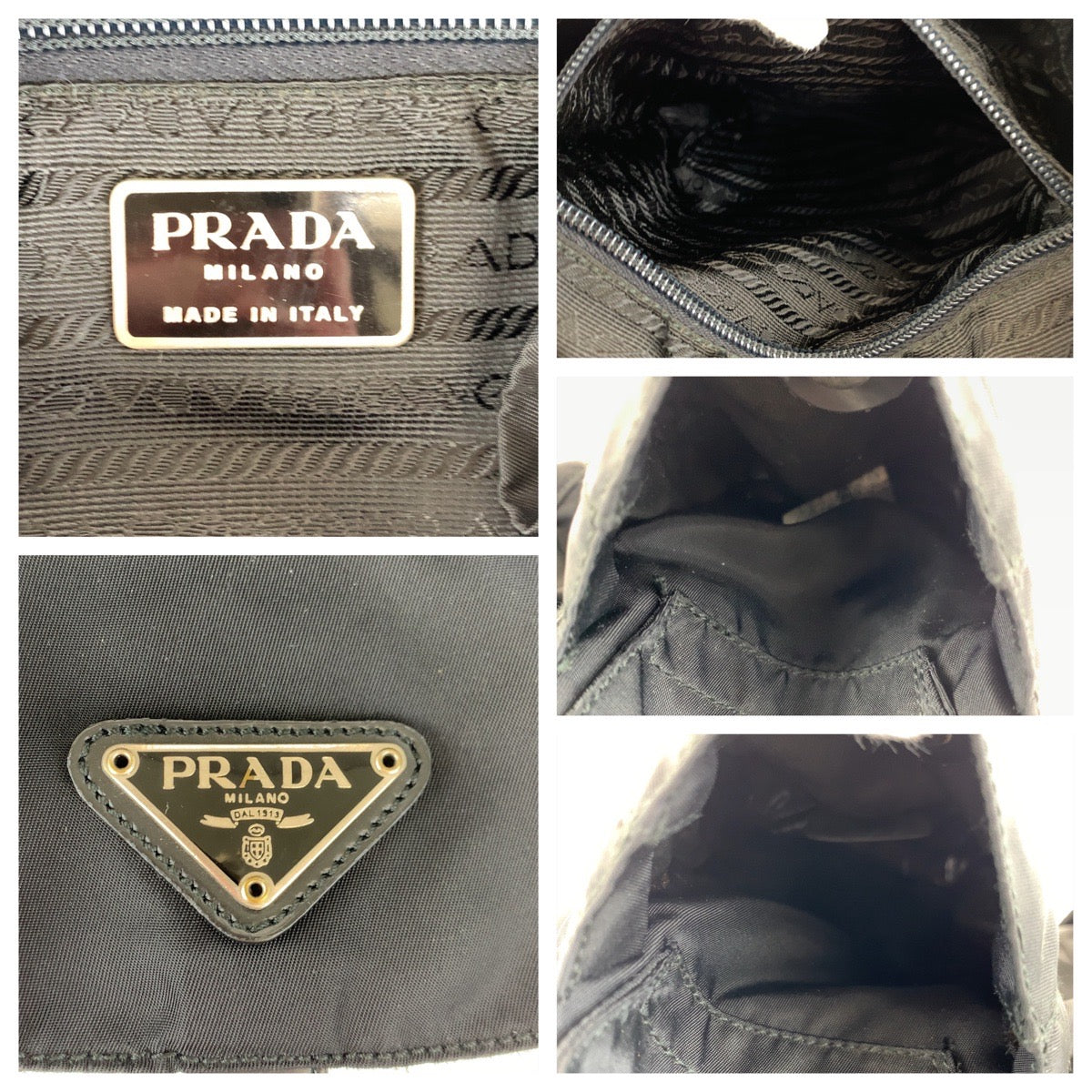 PRADA Prada Tessuto Black Silver Hardware Nylon Backpack Women's