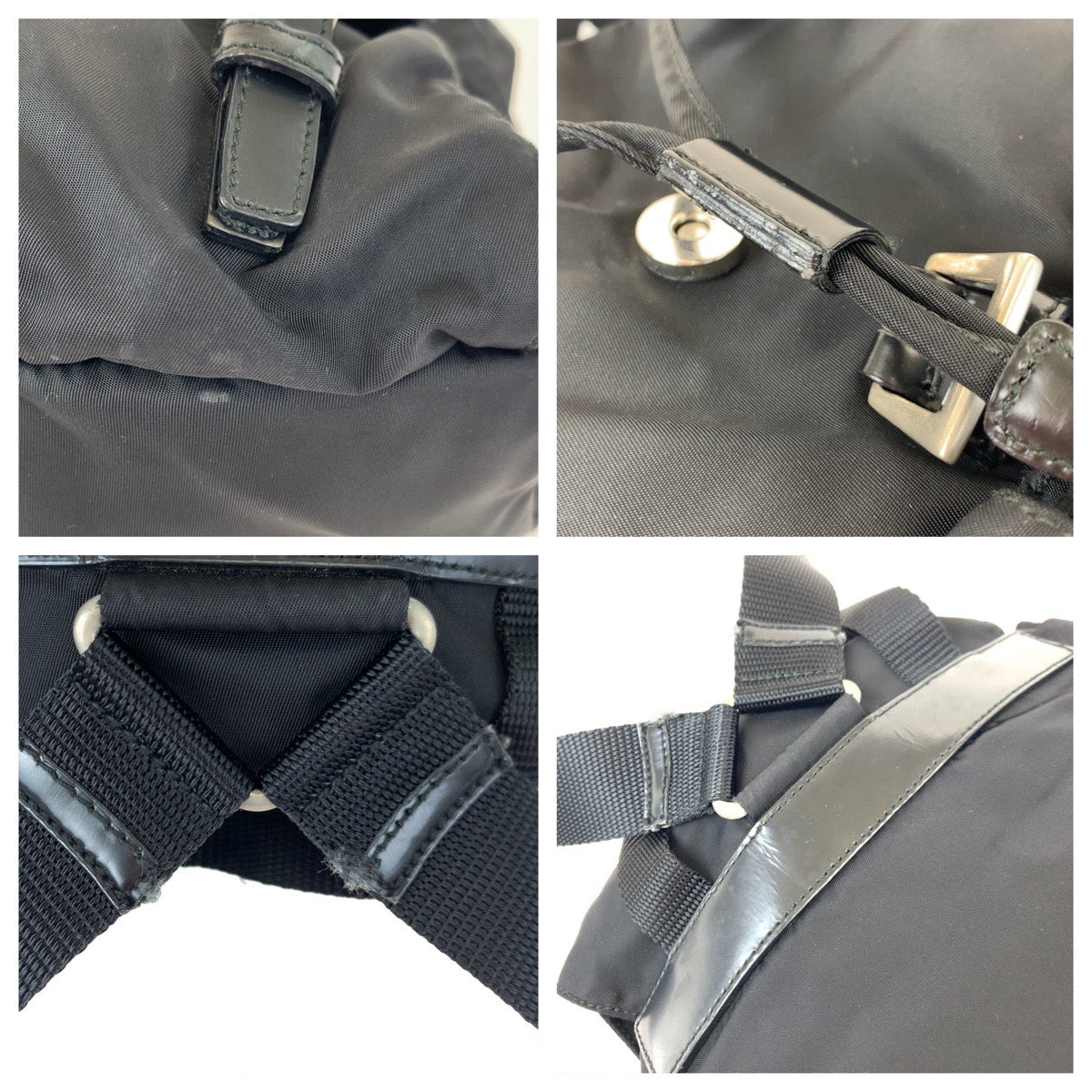 PRADA Prada Tessuto Black Silver Hardware Nylon Backpack Women's