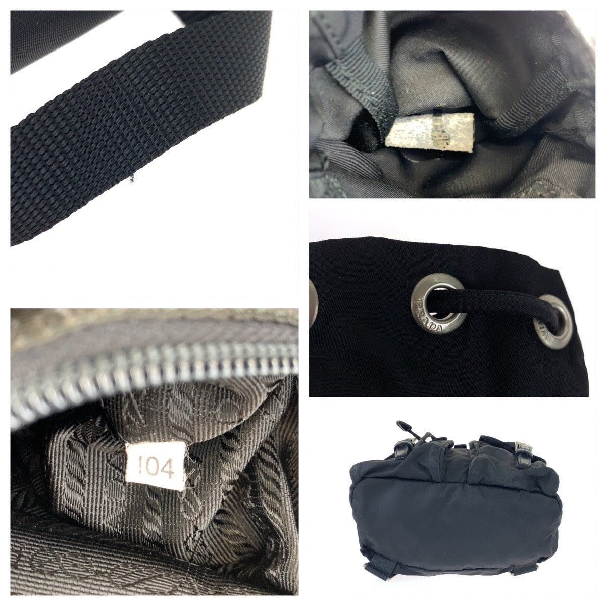 PRADA Prada Tessuto Black Silver Hardware Nylon Backpack Women's