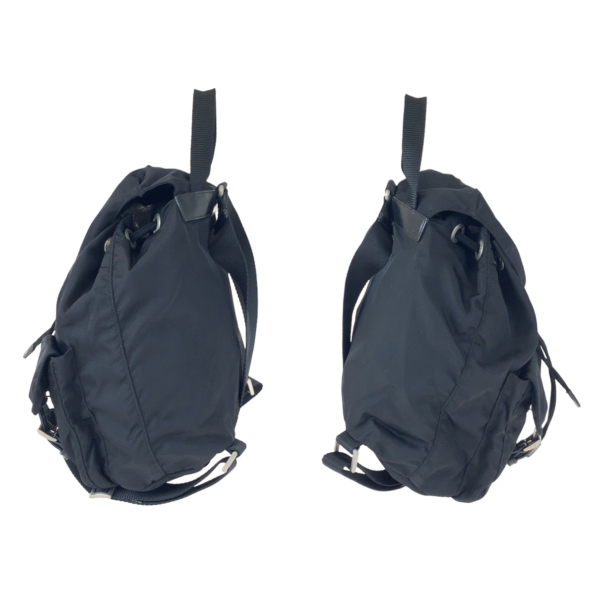 PRADA Prada Tessuto Black Silver Hardware Nylon Backpack Women's