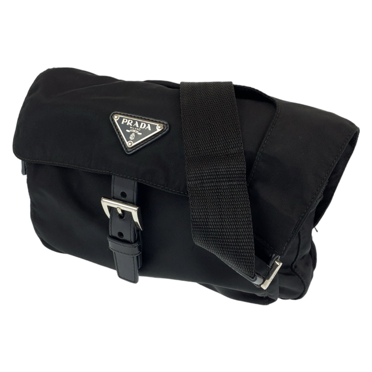 PRADA Tessuto black nylon shoulder bag for women