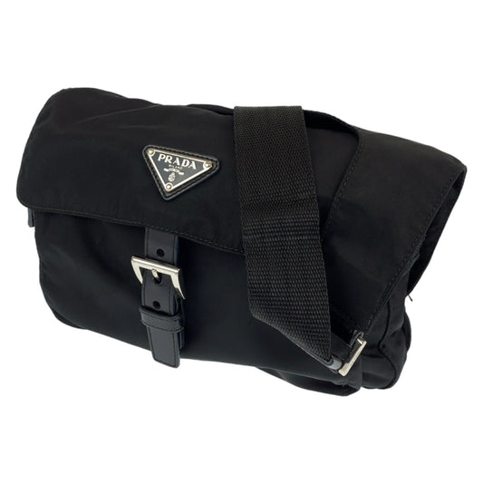 PRADA Tessuto black nylon shoulder bag for women