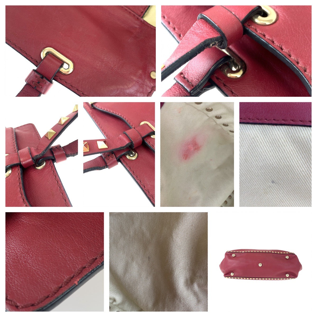 VALENTINO ヴァレンティノ ロックスタッズ レッド 赤 レザー ショルダーバッグ トートバッグ 2way  レディース