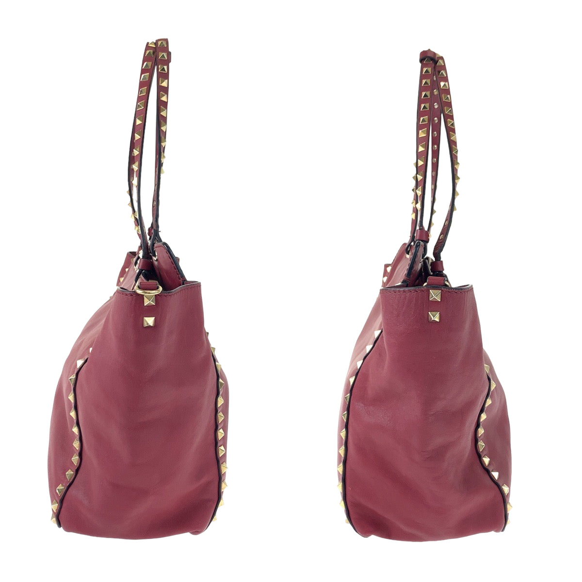 VALENTINO ヴァレンティノ ロックスタッズ レッド 赤 レザー ショルダーバッグ トートバッグ 2way  レディース