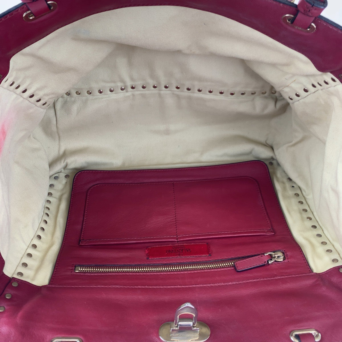 VALENTINO ヴァレンティノ ロックスタッズ レッド 赤 レザー ショルダーバッグ トートバッグ 2way  レディース