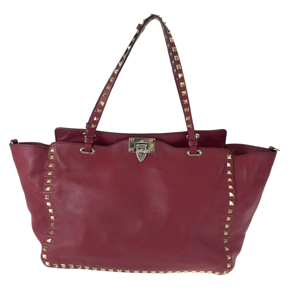 VALENTINO ヴァレンティノ ロックスタッズ レッド 赤 レザー ショルダーバッグ トートバッグ 2way  レディース