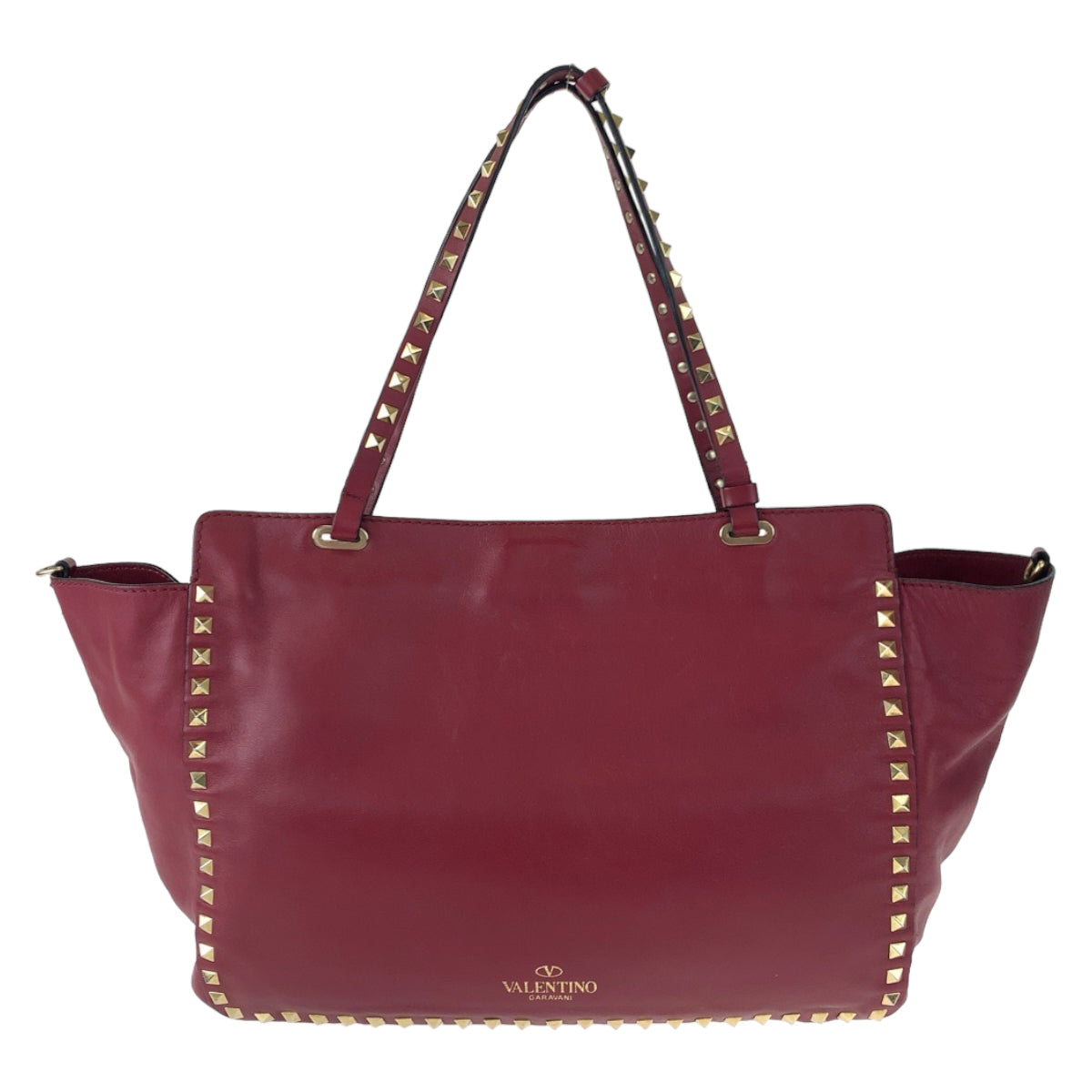 VALENTINO ヴァレンティノ ロックスタッズ レッド 赤 レザー ショルダーバッグ トートバッグ 2way  レディース