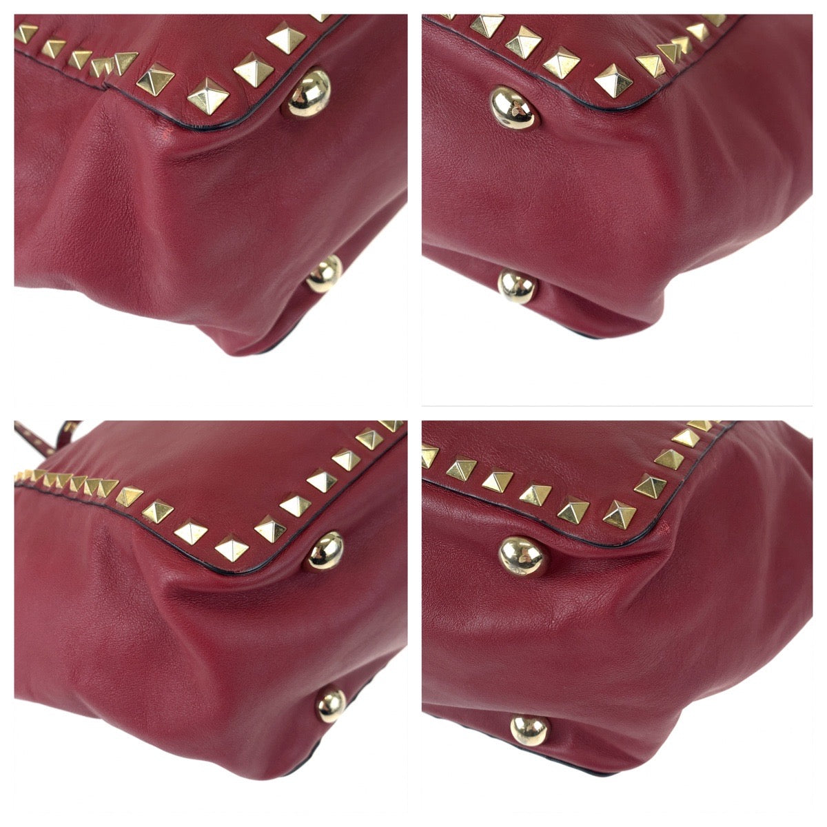 VALENTINO ヴァレンティノ ロックスタッズ レッド 赤 レザー ショルダーバッグ トートバッグ 2way  レディース