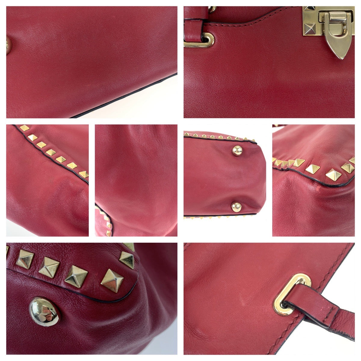 VALENTINO ヴァレンティノ ロックスタッズ レッド 赤 レザー ショルダーバッグ トートバッグ 2way  レディース