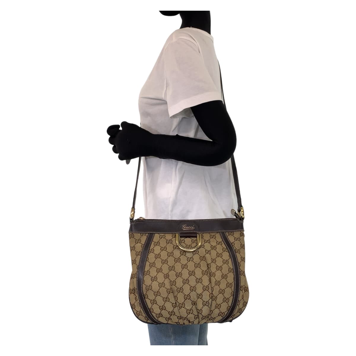 GUCCI グッチ アビー ブラウン 茶 ゴールド金具 GGキャンバス 203257 ショルダーバッグ 斜め掛け  レディース