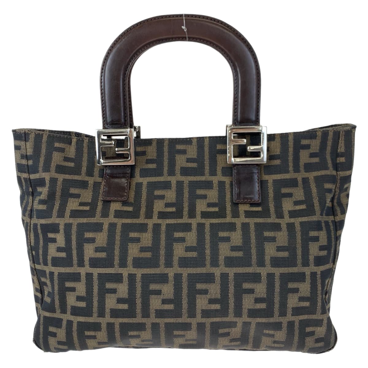 FENDI フェンディ ズッカ ブラウン 茶 シルバー金具 キャンバス / レザー ハンドバッグ トートバッグ  レディース