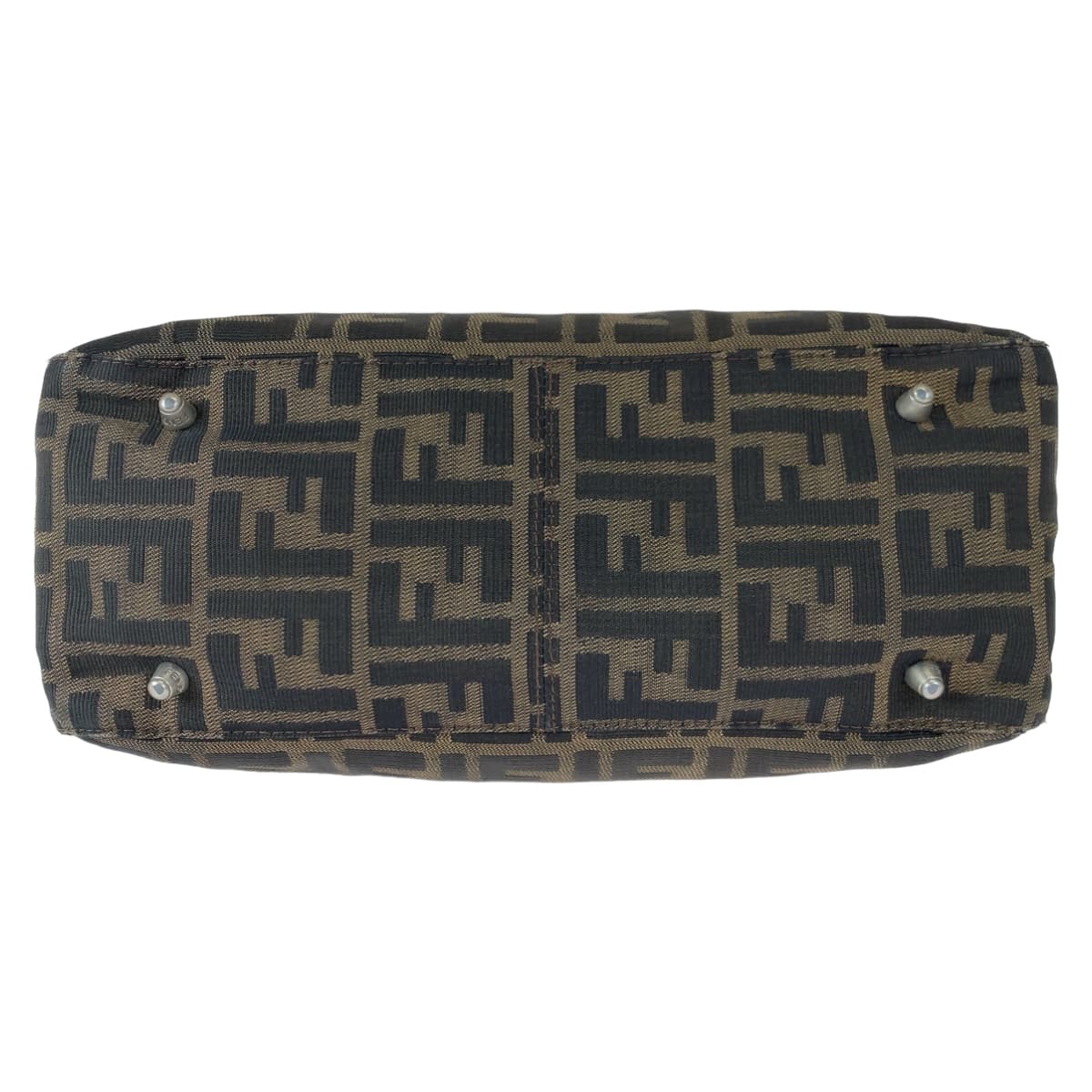 FENDI フェンディ ズッカ ブラウン 茶 シルバー金具 キャンバス / レザー ハンドバッグ トートバッグ  レディース