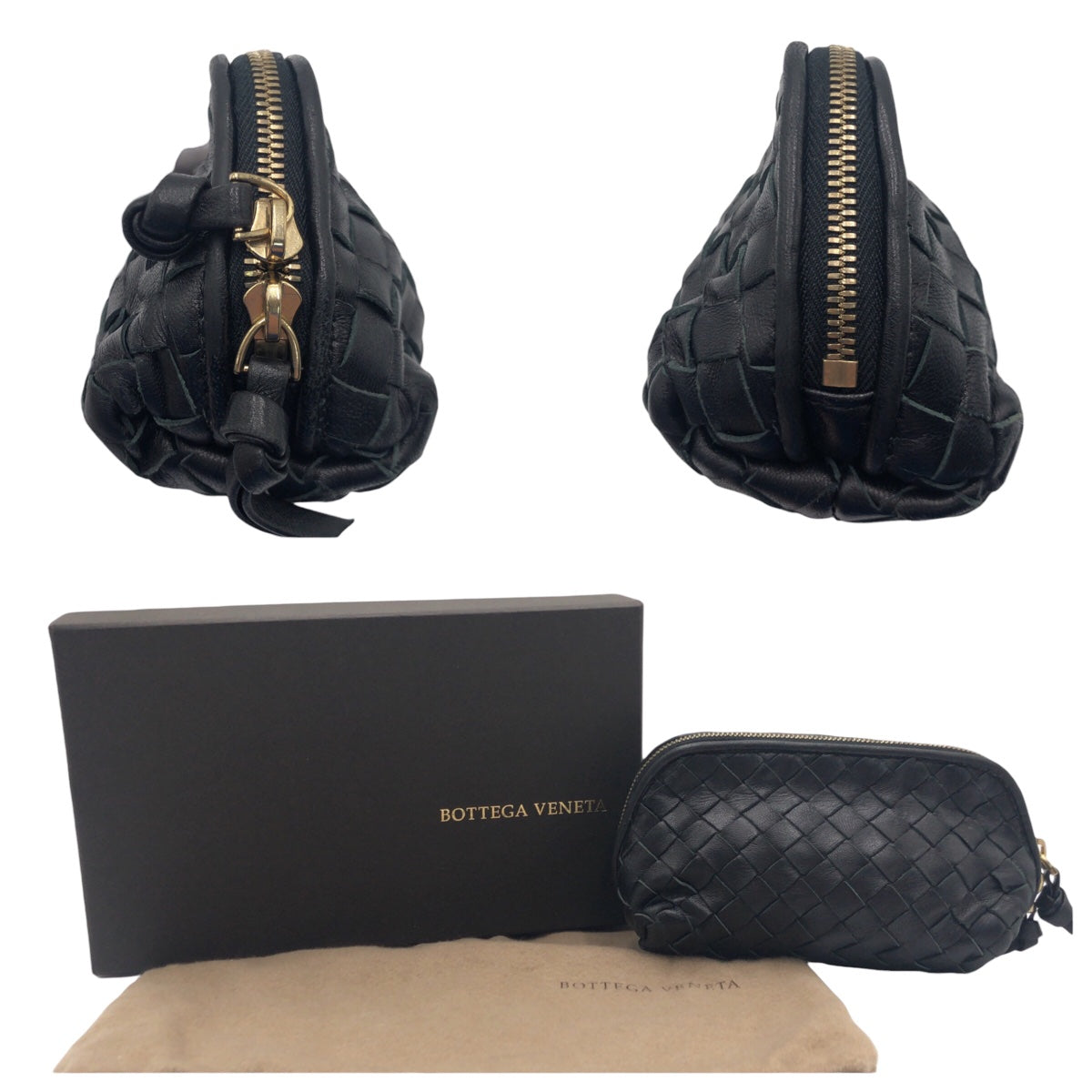 BOTTEGAVENETA ボッテガヴェネタ イントレチャート ブラック 黒 レザー 132533 V0013 1006 ポーチ アクセサリーポーチ メイクポーチ  レディース