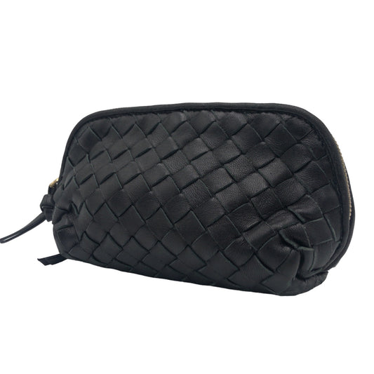 BOTTEGAVENETA ボッテガヴェネタ イントレチャート ブラック 黒 レザー 132533 V0013 1006 ポーチ アクセサリーポーチ メイクポーチ  レディース